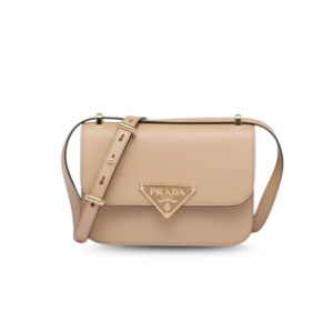 Prada Embleme Shoulder Bag 8.6in/ 22cm Beige Saffiano For Women Gold Hardware 1BD320_2A4A_F0036_V_UTO