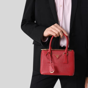 Alternative view of Prada Galleria Mini Top Handle Bag 7.8in/ 20cm Burgundy Saffiano Gold Hardware For Women