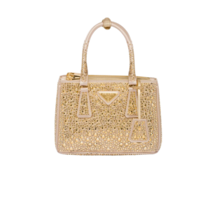 Prada Galleria Satin Mini Top Handle Bag 7.9in/ 20cm Crystals Platinum Gold Hardware For Women 1BA906_2AWL_F0522_V_EOY