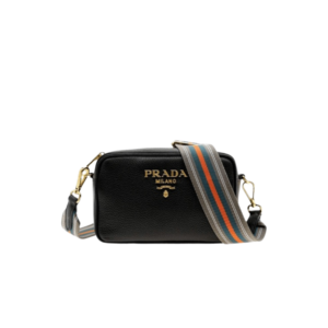 Prada Medium Camera Bag 8.6in/ 22cm Black Gold Hardware For Women