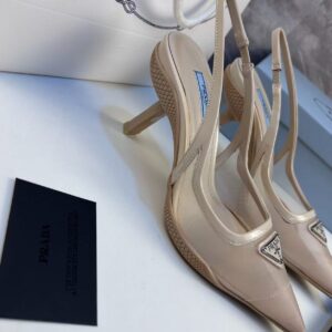Alternative view of Prada Mesh Fabric Slingback Pumps Beige For Women PRD 1I828M_099_F0F24_F_045