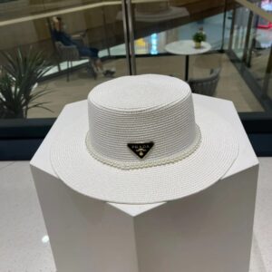 Alternative view of Prada Pearl-Embellished Sun Hat White Straw For Women