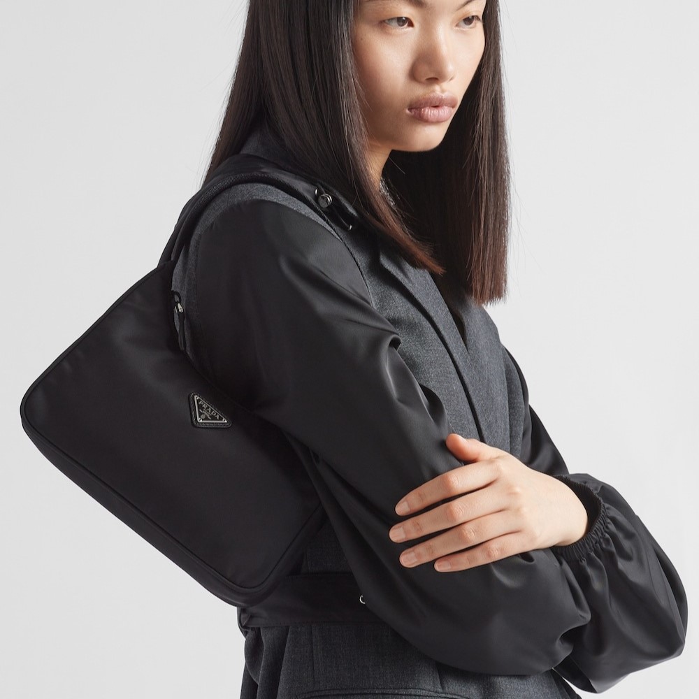 Prada Re-Edition 2005 Mini Bag 8.6in/ 22cm Black Re-Nylon Silver Hardware For Women