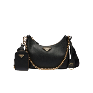 Prada Re-Edition 2005 Saffiano Shoulder Bag Black For Women, Women's Bags 9.4in/24cm