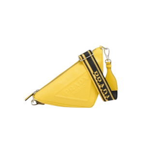 Prada Saffiano Triangle Shoulder Bag 11in/ 28cm Yellow Silver Hardware For Women 2VH155_2FAD_F0377_V_OOO