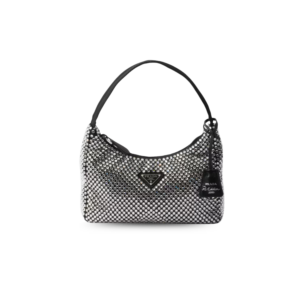 Prada Satin With Crystals Mini Top Handle Bag 8.6in/ 22cm Silver For Women 1BC515_2AWL_F0T7O_V_OOO