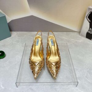 Alternative view of Prada Slingback Spike Pumps Gold For Women