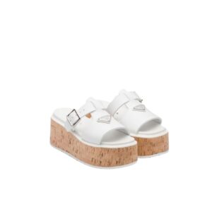 Prada Wedge Platform Sandals White For Women 2.9 in/ 7.5 cm 1XX641_3LLP_F0009_F_075