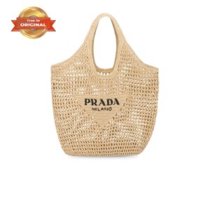 Prada Raffia Tote Bag Beige For Women 1BG424_2A2T_F0018_V_OOO - 20.1 Inches / 51 Cm