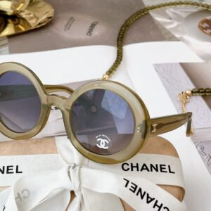 Chanel Round Sunglasses Green Khaki For Women