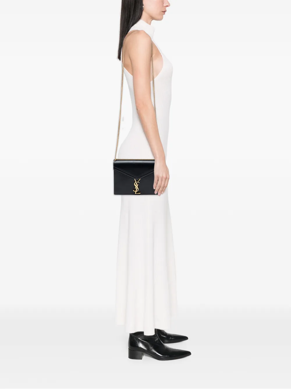 Saint Laurent Cassandra Medium Shoulder Bag 8.6in/ 22cm Black Gold Hardware For Women