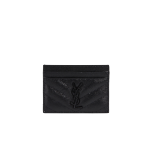 Saint Laurent Cassandre Matelasee Card Case 4.1in/ 10.5cm Black Black Hardware For Women