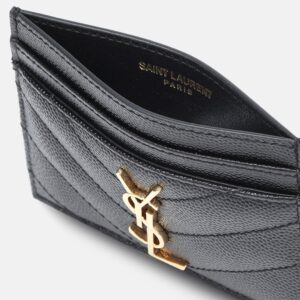 Alternative view of Saint Laurent Cassandre Matelasee Card Case 4.1in/ 10.5cm Black Gold Hardware For Women 423291BOW011000