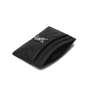 Alternative view of Saint Laurent Cassandre Matelasee Card Case 4.1in/ 10.5cm Black Silver Hardware For Women 423291BOW021000