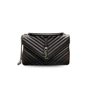 Saint Laurent College Large Chain Bag Black With Silver TonedHardware For Women 12.6in/32cm YSL 600278BRM041000