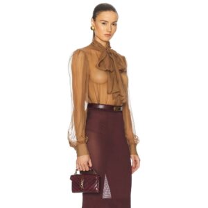 Alternative view of Saint Laurent College Mini Top Handle Bag 7.9in/ 20cm Deep Hot Wine Bronze Hardware For Women ‎779430DZH076193