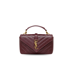 Saint Laurent College Mini Top Handle Bag 7.9in/ 20cm Deep Hot Wine Bronze Hardware For Women 779430DZH076193