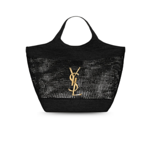 Saint Laurent Icare Maxi Tote Bag 21.7in/ 55cm Black Raffia Bronze Hardware For Women 772191GAAFM1000