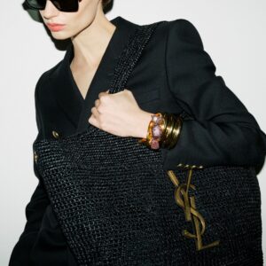 Alternative view of Saint Laurent Icare Maxi Tote Bag 21.7in/ 55cm Black Raffia Bronze Hardware For Women 772191GAAFM1000
