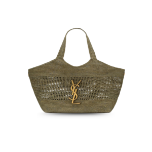 Saint Laurent Icare Medium Tote Bag 18.1in/ 46cm Light Musk Raffia Bronze Hardware For Women 868748GAAGU3877