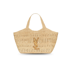 Saint Laurent Icare Medium Tote Bag 18.1in/ 46cm Natural Raffia Bronze Hardware For Women 868748GAAGV2791
