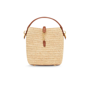 Saint Laurent LE 37 Mini Bucket Bag 5.9in/ 15cm Naturel Raffia Gold Hardware For Women 765870GAAFC2080