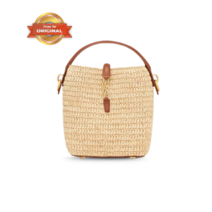 Saint Laurent LE 37 Mini Bucket Bag 5.9in/ 15cm Naturel Raffia Gold Hardware For Women 765870GAAFC2080