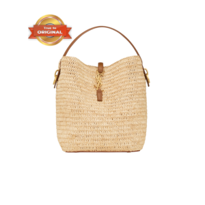 Saint Laurent Le 37 In Woven Raffia And Vegetable-Tanned Beige For Women 9.8 Inches/ 25 Cm 773991GAAD72080