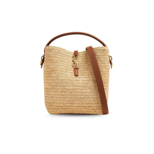 Saint Laurent Le 37 In Woven Raffia And Vegetable-Tanned Beige For Women 9.8 Inches/ 25 Cm 773991GAAD72080