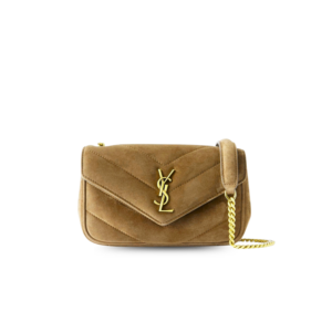 Saint Laurent Loulou Mini Crossbody Bag 7.9in/ 20cm Brown Gold Hardware For Women