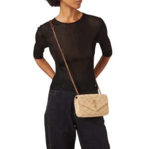 Alternative view of Saint Laurent Loulou Mini Shoulder Bag 7.9in/ 20cm Beige Raffia Gold Hardware For Women 868563GAAFY2791