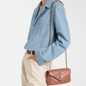 Alternative view of Saint Laurent Loulou Mini Shoulder Bag 7.9in/ 20cm Hortensia Gold Hardware For Women 821749AAEAX5036