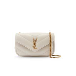 Saint Laurent Loulou Mini Shoulder Bag 7.9in/ 20cm White Gold Hardware For Women 821749AAEAX9207