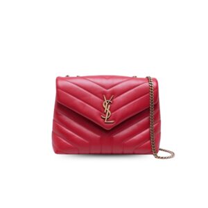 Saint Laurent Loulou Small Chain Bag In Matelassé "Y" Burgundy For Women 9.8in/23cm YSL 494699DV7276475