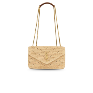 Saint Laurent Loulou Small Shoulder Bag 9.4in/ 24cm Beige Raffia Gold Hardware For Women 868579GAAFY2791