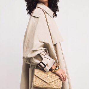 Alternative view of Saint Laurent Loulou Small Shoulder Bag 9.4in/ 24cm Beige Raffia Gold Hardware For Women 868579GAAFY2791