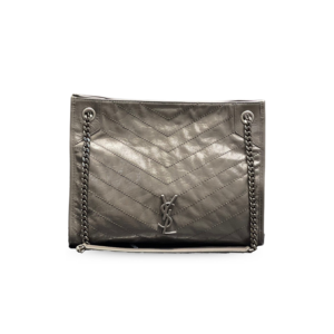 Saint Laurent Niki Shopping Medium Tote Bag 12.9in/ 33cm Green Khaki Silver Hardware For Women