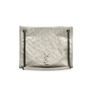 Saint Laurent Niki Shopping Medium Tote Bag 12.9in/ 33cm White Silver Hardware For Women