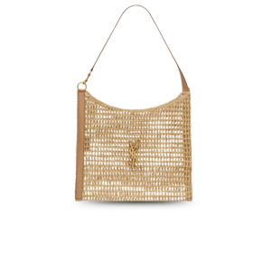 Saint Laurent Oxalis Shoulder Bag 18.1in/ 46cm Vintage Brown Raffia Macrame Gold Hardware For Women 773984GAAEB9718