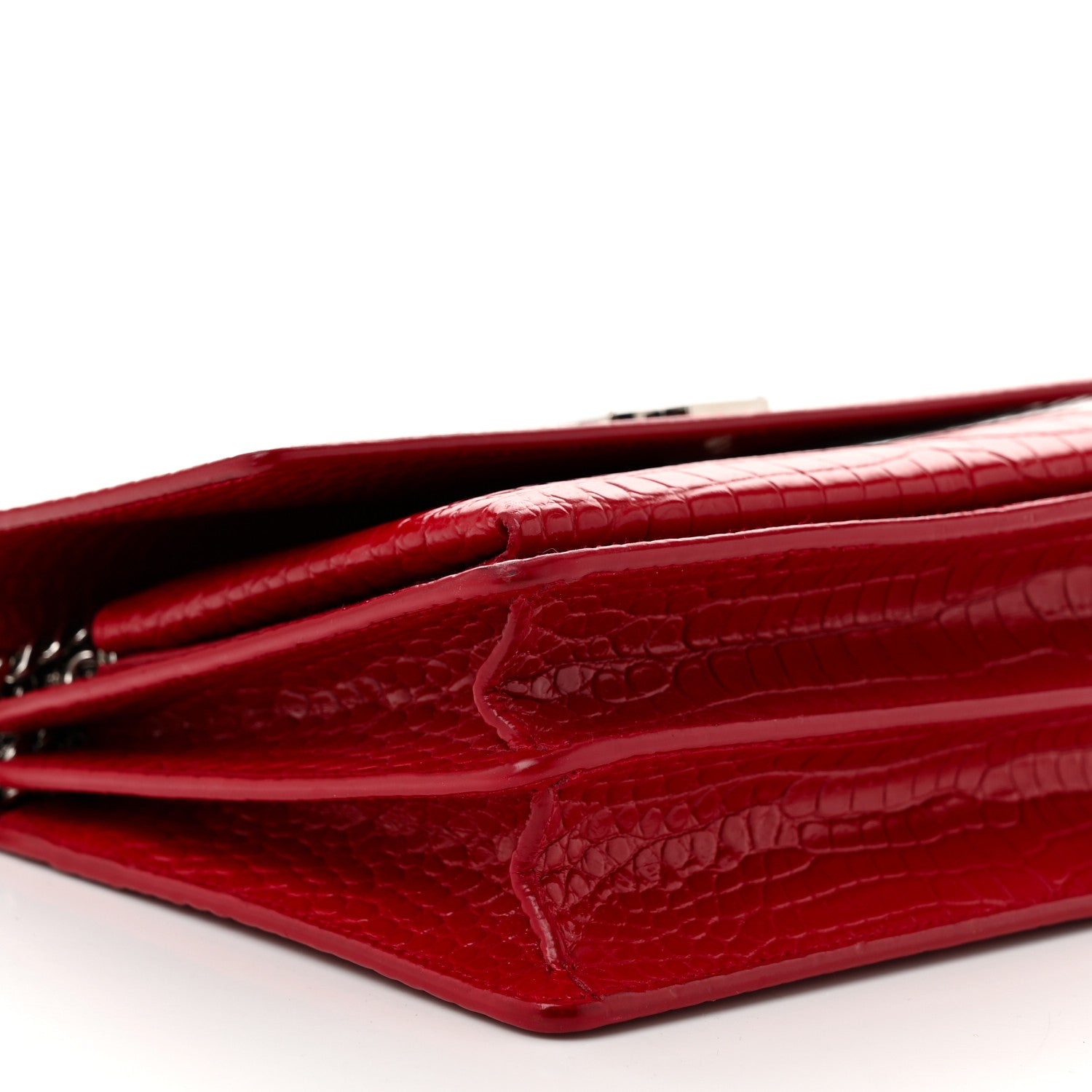 Saint Laurent Sunset Medium Chain Crossbody Bag 8.6in/ 22cm Rouge Silver Hardware For Women