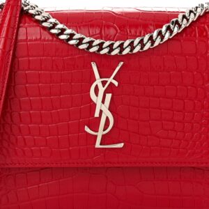 Alternative view of Saint Laurent Sunset Medium Chain Crossbody Bag 8.6in/ 22cm Rouge Silver Hardware For Women‎