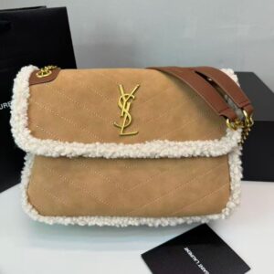 Alternative view of Saint Laurent Taupe Shearling Medium Niki Bag Brown For Women, Women's Bags 8.66in/22cm YSL‎