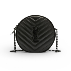 Saint Laurent Vinyle Round Camera Crossbody Bag Black 6.6in/16.7cm For Women NMS21_V4HJ4