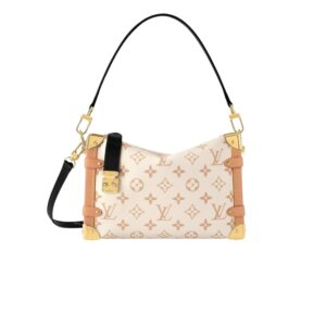 Louis Vuitton Side Trunk MM Shoulder Bag 9.3in/ 23.5cm Beige Gold Hardware For Women M46907