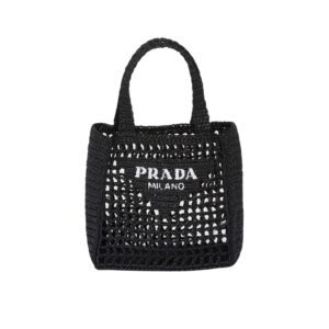 Prada Small Raffia Tote Black For Women 22cm/ 8.7in - 1BG444_2A2T_F0002_V_OOO