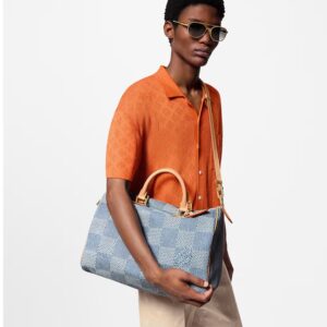 Alternative view of Louis Vuitton Speedy 40 Bandouliere Top Handle Bag 16in/ 40cm Blue Denim Gold Hardware For Men N40701