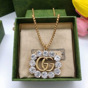 Alternative view of Gucci Square Crystal Necklace Gold For Women