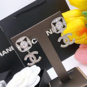 Alternative view of Chanel Square Double C Stud Earrings White For Women