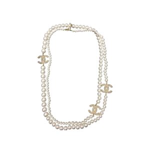 Chanel Three Chanel Iconics Pearl Necklace White For Women