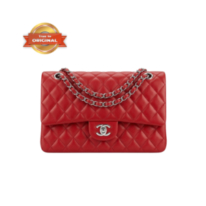 Chanel Classic Crossbody Bag 9.9in/ 25.5cm Red Silver Hardware For Women